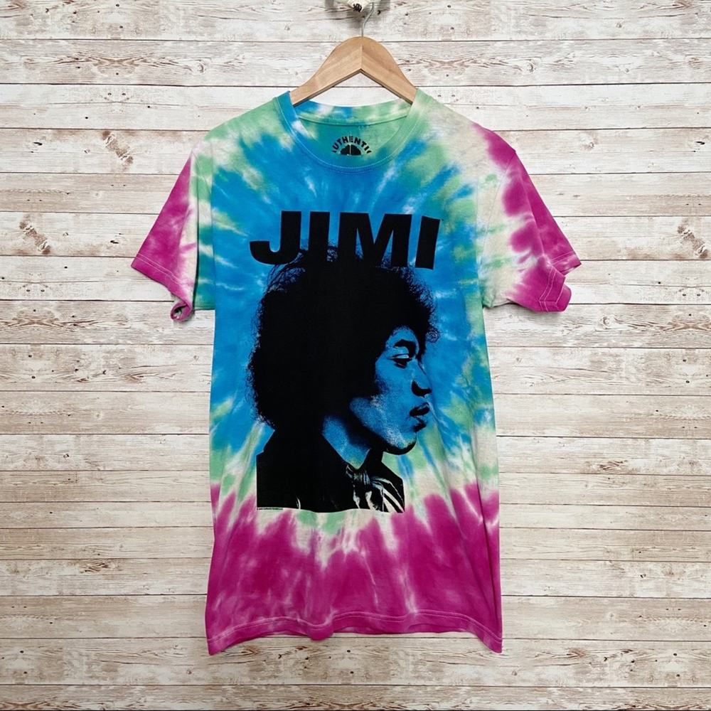 NWOT Jimi Hendrix Tie Dye Graphic Band T-Shirt Blue Pink Boho Festival Size S - Picture 2 of 8